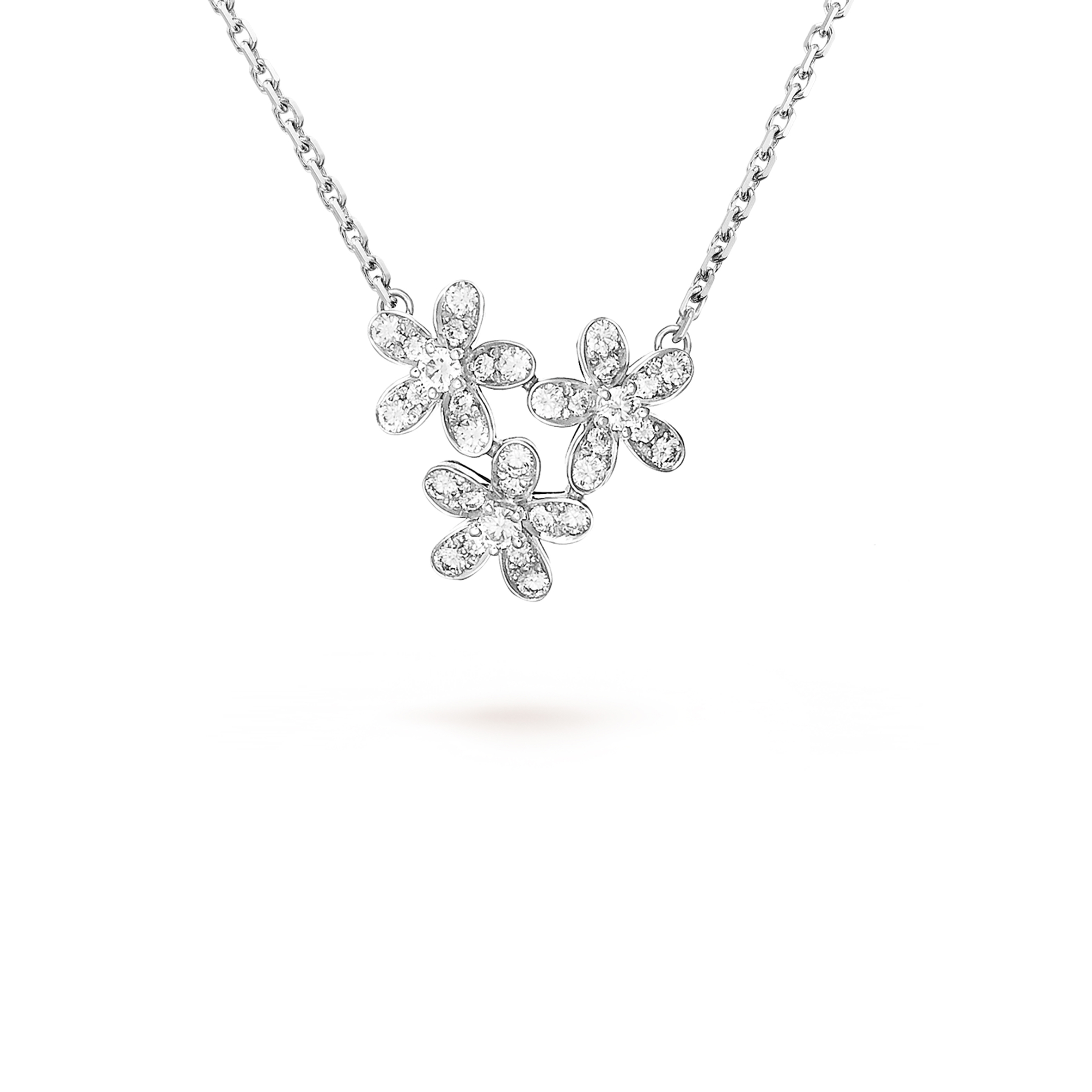 v*n cl*f arpels socrate pendant, 3 flowers - white gold, Di*m*nd  vcarb14900